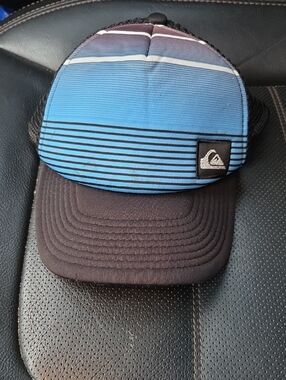 Quiksilver Blue Striped Surf Trucker Cap
